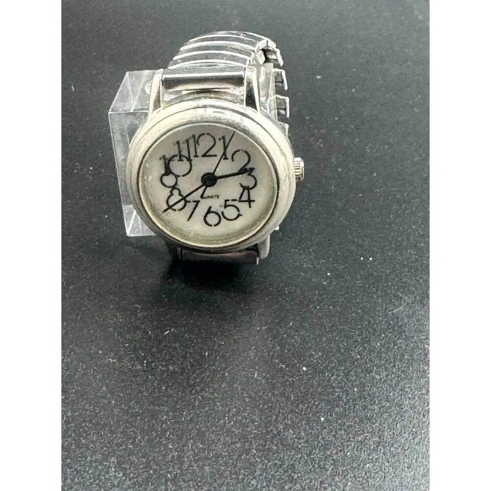 Vintage Silver Tone Novelty Watch Playful Scattered Dial